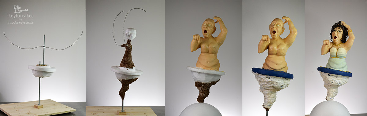 Entstehungsprozess für Wettbewerbsfigur "Brexit" Cake International 2016